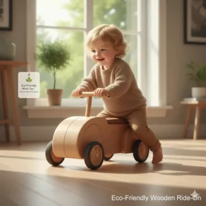 Eco-friendly wooden baby ride on for indoor use made from sustainable materials for eco-conscious Canadian parents.