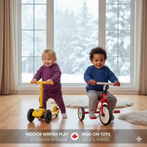 Comparison of a compact foot-to-floor scooter and a tricycle for indoor use during Canadian winter months.