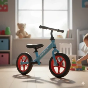 Lightweight blue balance bike for toddlers; a top choice for parents seeking affordable ride on toys under $100 CAD.