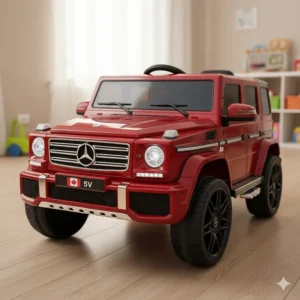 Authentic licensed 6V Mercedes-Benz ride-on car with realistic badges and headlights for kids.
