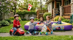 Adjustable 3-wheel kick scooter for children, categorized as a budget-friendly ride on toy in Canada under $150.