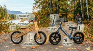 Comparison of seat adjustment ranges for metal frames vs. classic wooden bolt-hole designs for growing Canadian kids.