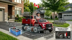 Durable 12V ride-on car wheels designed for Canadian grass, gravel paths, and paved park trails.