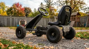 A rugged ride-on toy designed for active kids aged 5 to 8 playing in a backyard.