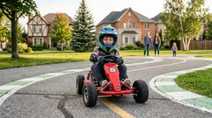 EN: Durable pedal tractor toy for outdoor play. | FR: Tracteur à pédales durable pour jouer dehors.
