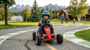 EN: Kids' ride-on ATV toy for backyard fun. | FR: VTT électrique pour enfants.