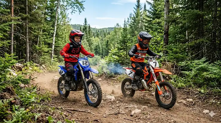 Electric vs gas dirt bike for kids in Canada / Moto hors route électrique vs essence pour enfants au Canada