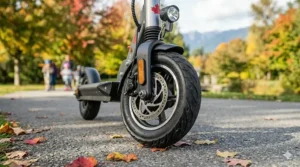 Child having difficulty with a hoverboard on an uneven sidewalk.