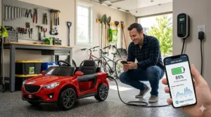 Charging a ride on car with app control at home