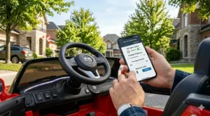 Safety features on a ride on car with app control