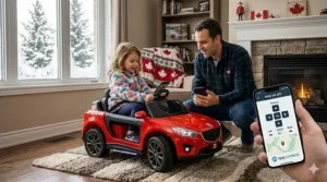 Indoor fun with a ride on car with app control in Canada