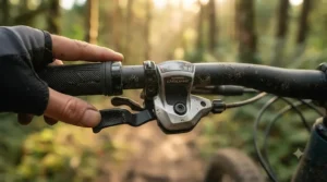 Lightweight alloy frame design on a youth mountain bike.