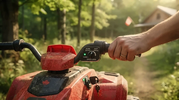 Illustration showing proper indoor battery maintenance for a 12v ride on quad during cold Canadian winter months. / Illustration montrant l'entretien intérieur de la batterie d'un quad 12v pendant les mois d'hiver rigoureux au Canada.