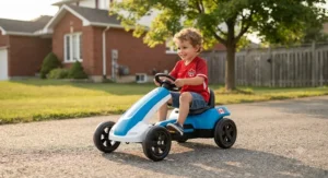 A lightweight and easy-to-steer pedal car for small kids, priced under $150 CAD for Canadian families.