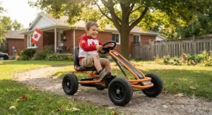 A sturdy pedal racer car built for active kids, available in Canada for under $150 CAD.