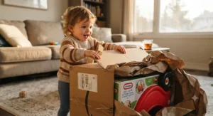 Illustration showing a selection of top-rated ride-on toys for toddlers online shopping