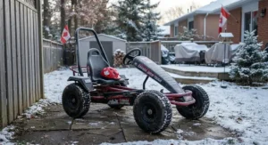 Rugged pedal go-karts for backyard racing built to withstand all-season Canadian weather conditions.