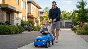 Purchase a parent-assisted ride-on push car with handle online for Edmonton outdoor fun.