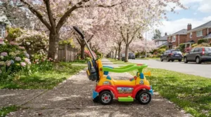 Find a push car with handle online under $80 CAD ideal for walks around Vancouver.